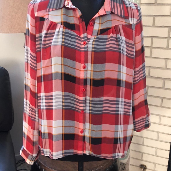 Sheer Plaid Blouse - Picture 1 of 5